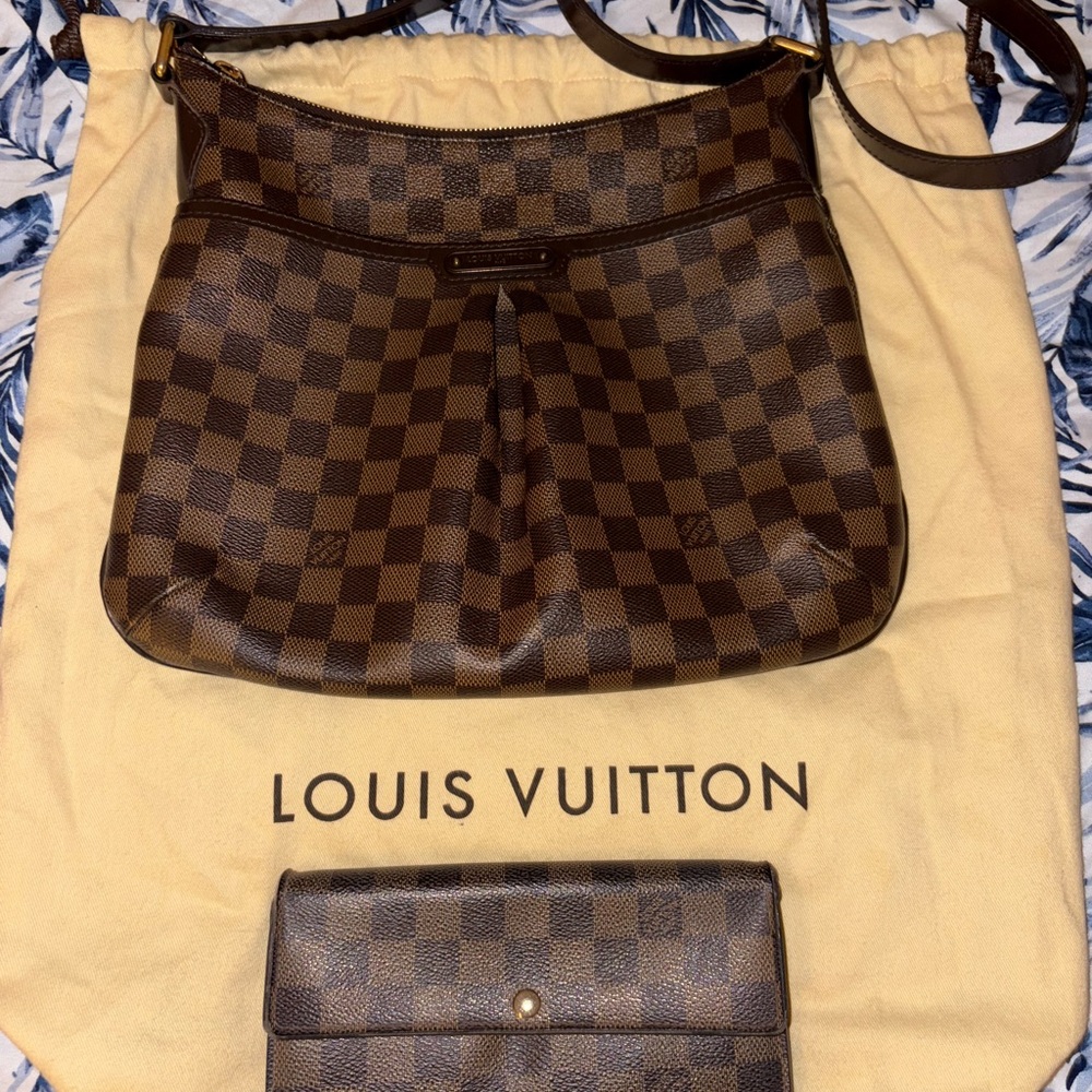 Louis Vuitton Brown Checkered Crossbody Bag only. Wallet not included.